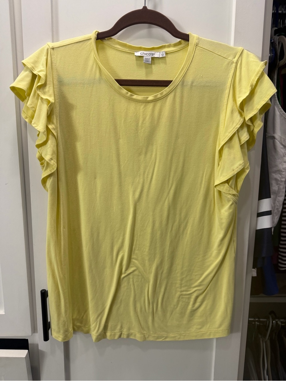 Chico's Lemon Yellow Ruffle Sleeve Tank Top